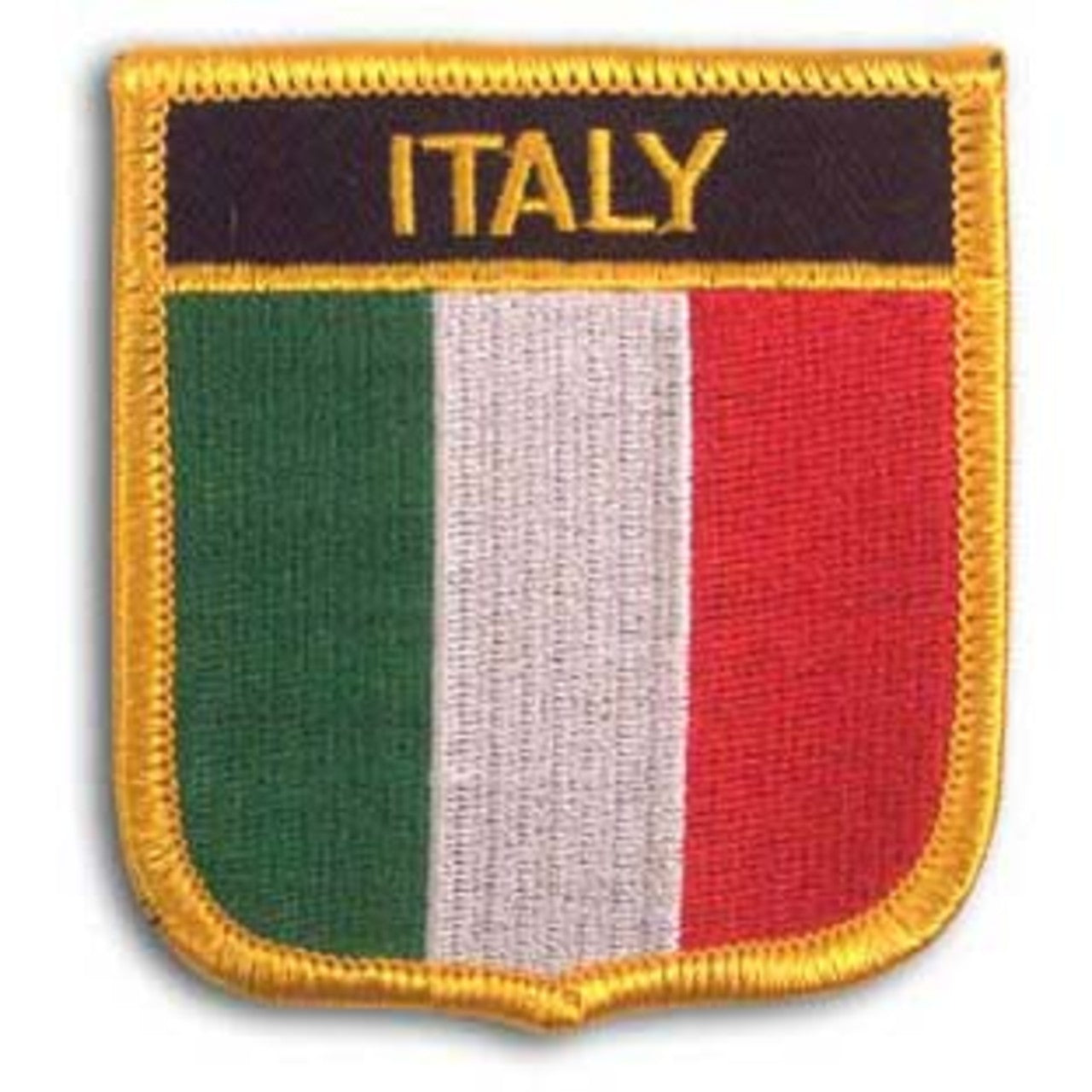 Italian flag patch with 'ITALY' text on a white background