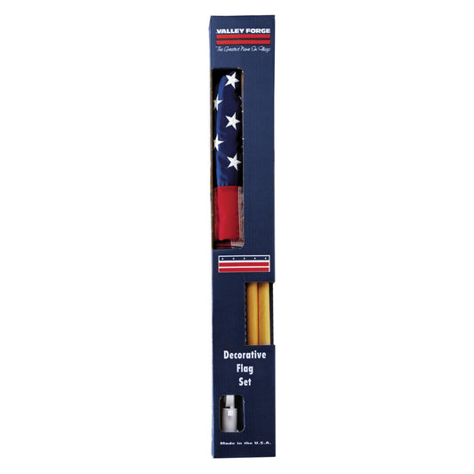 Valley Forge U.S. Outdoor Flag Kit With 2.5ft x 4ft Nylon Flag & 5ft Wood Pole