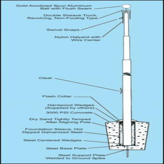 Ground Set Diminishing Section Steel 130ft Flagpole