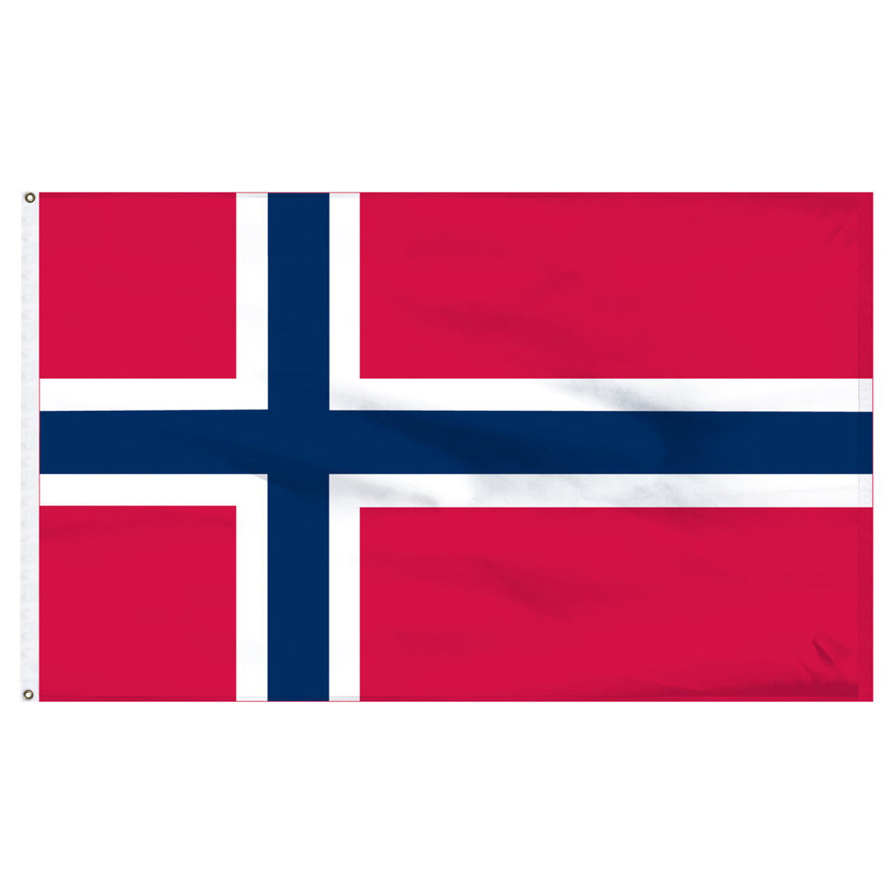 Flag of Norway with red, blue, and white colors on a white background