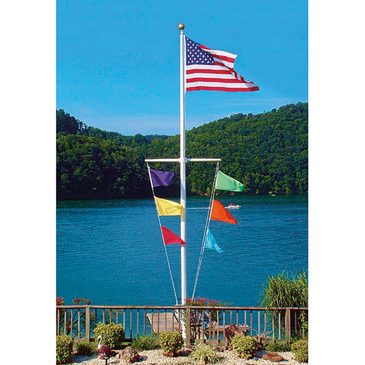 Nautical Single Mast Series 30ft Commercial Flagpole - .125in Wall Thickness - 5in Butt Diameter - Secondary Image - United States Flag Store Nautical Single Mast Series 30ft Commercial Flagpole - .125in Wall Thickness - 5in Butt Diameter
