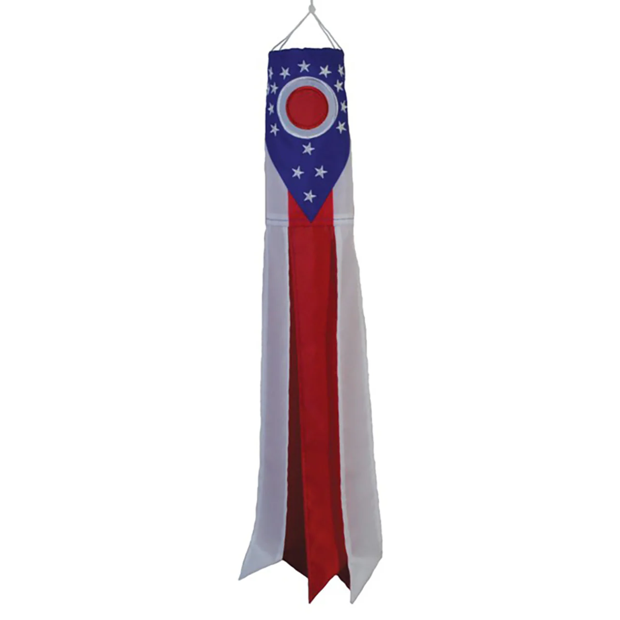 Decorative flag with Ohio state emblem on a white background