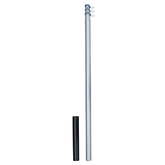 Super Tough 16ft Telescoping Flagpole - Secondary Image - United States Flag Store Metal pole with a black cap on a white background