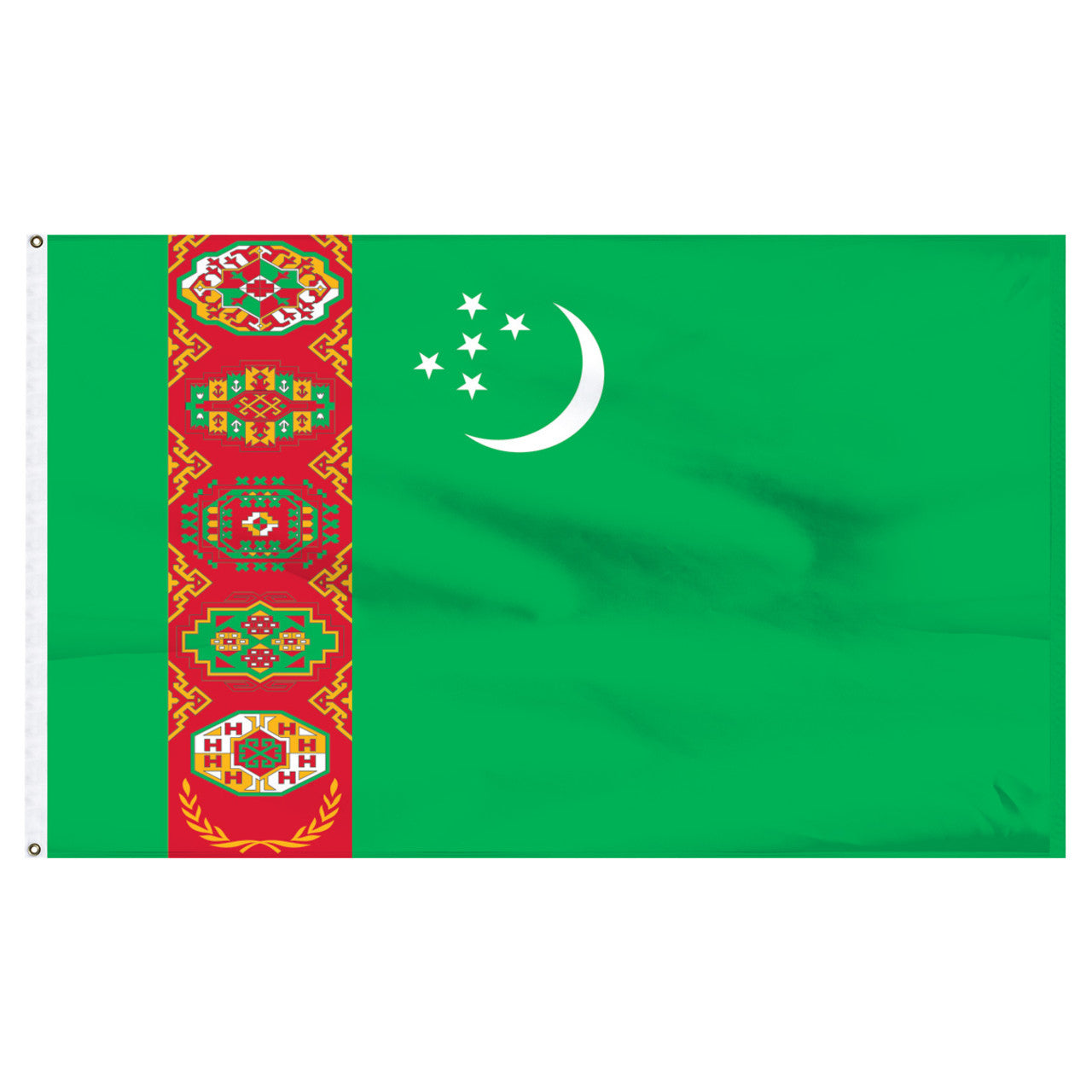 Turkmenistan 4' x 6' Nylon Flag