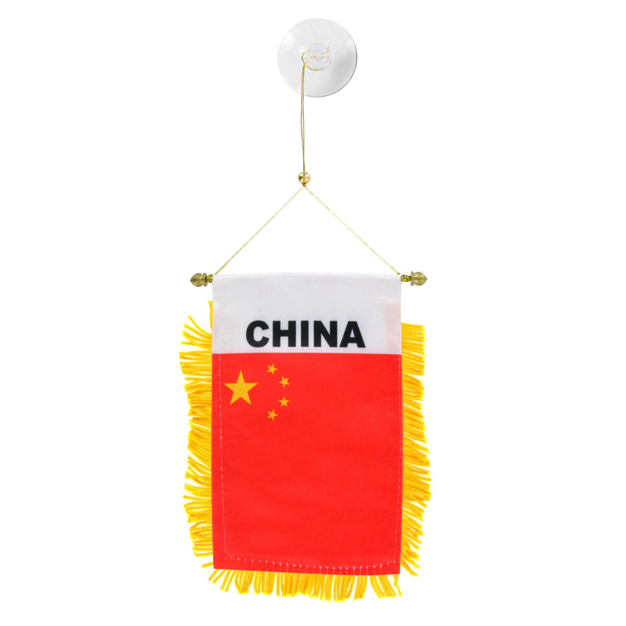 Small flag of China with yellow stars on a white background