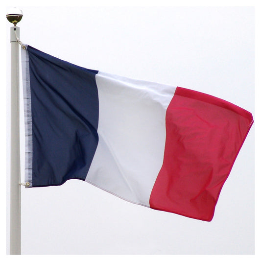 France flag 3ft x 5ft Super Knit polyester - Secondary Image - United States Flag Store France flag 3ft x 5ft Super Knit polyester