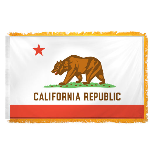 California 4X6ft Nylon Flag with Indoor Pole Hem and Fringe