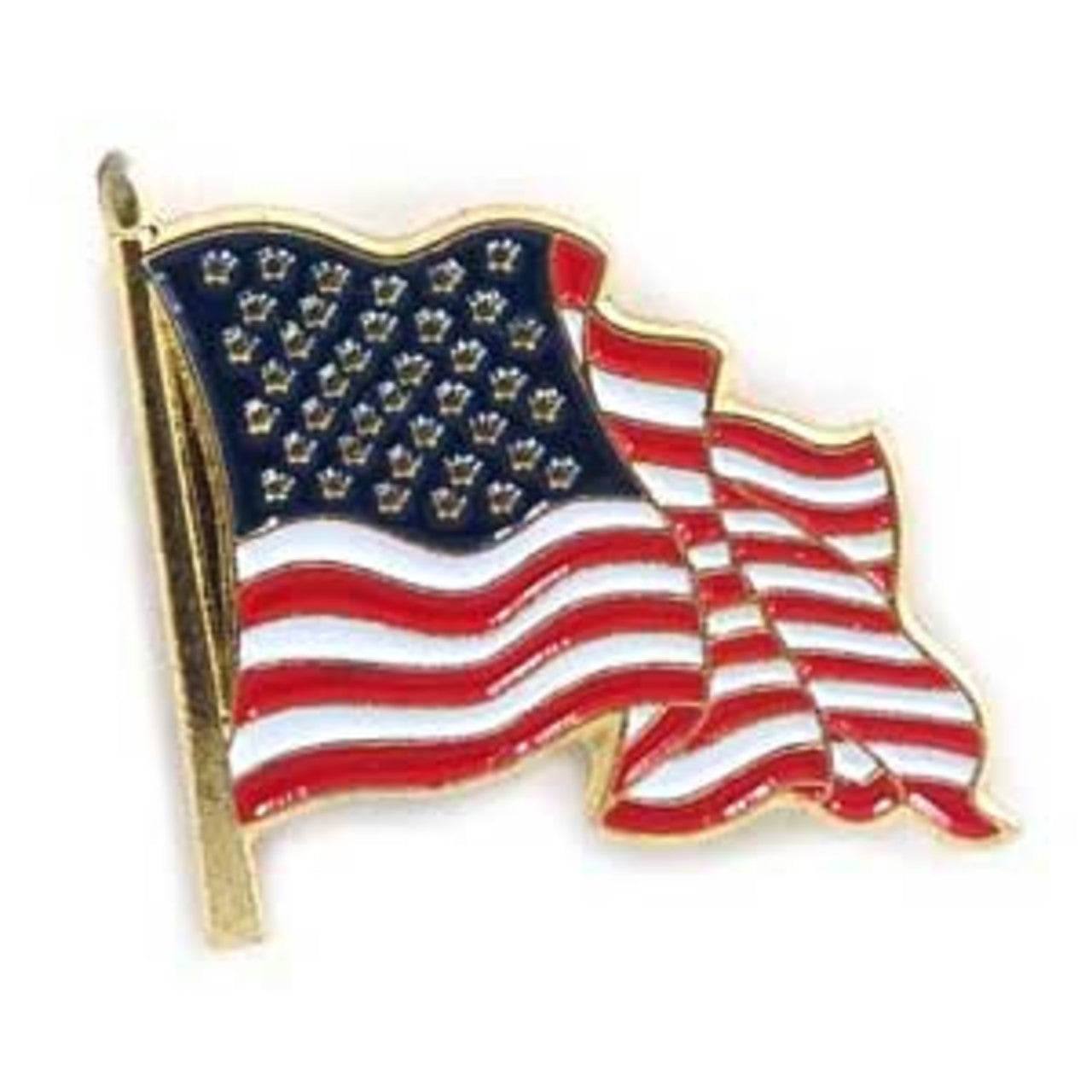 American flag lapel pin on a white background