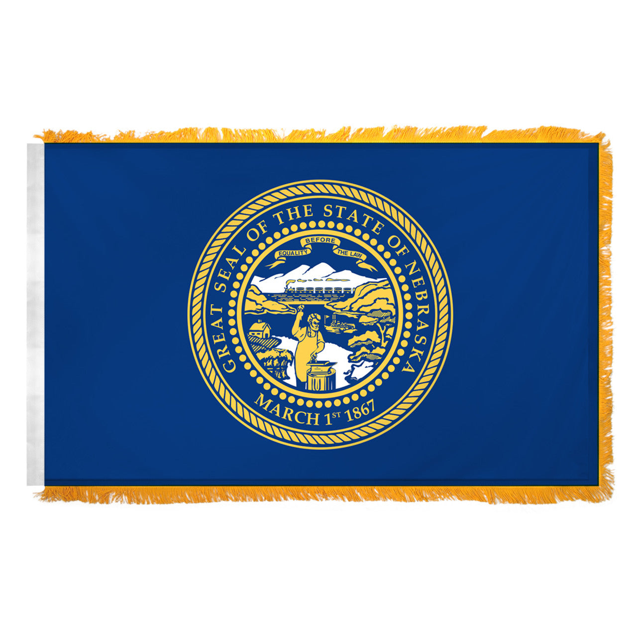 Nebraska 4X6ft Nylon Flag with Indoor Pole Hem and Fringe