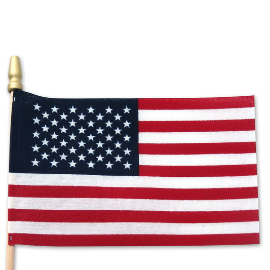 Super Tough 4"x6" Cotton US Stick Flag with Spear Tip - 100 Pack
