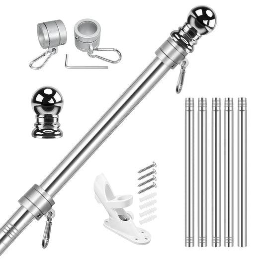 Super Tough 6ft 5-Piece Stainless Steel Outdoor Residential Flagpole Kit