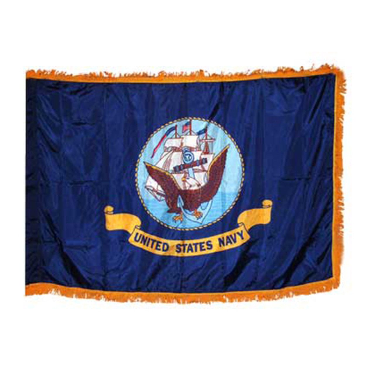 Navy 4x6ft Flag with Indoor Pole Hem and Fringe