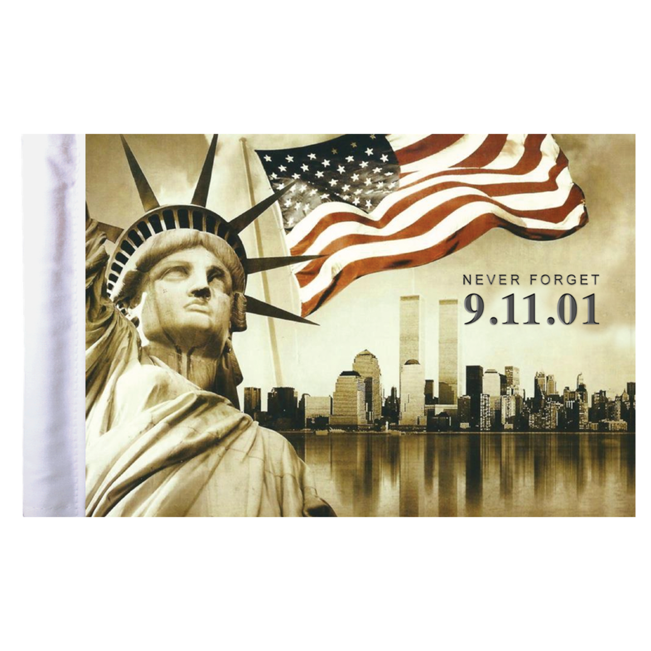 9 11 Never Forget Motorcycle Flag - 6" x 9"