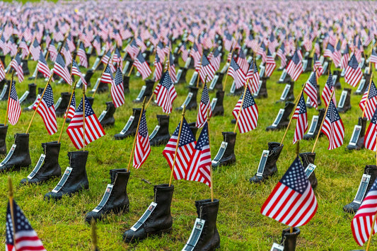American Flags in Boots Memorial Day