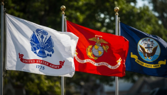 Army, Marine Corps, and Navy Flags