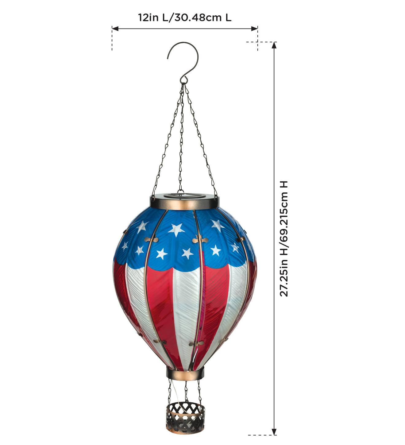 Patriotic Hot Air Balloon Solar Lantern for Outdoor Garden - Extra Large
