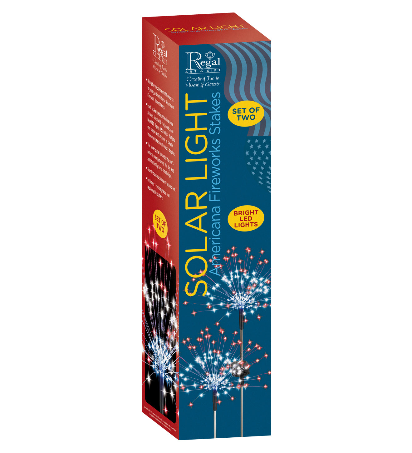 Patriotic Fireworks Solar Garden Stakes, Set of 2 - Outdoor Garden