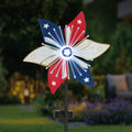 Patriotic Flower Spinner Solar Stake for Outdoor Garden