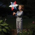 Patriotic Flower Spinner Solar Stake for Outdoor Garden