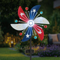 Patriotic Pinwheel Spinner Solar Stake for Outdoor Garden
