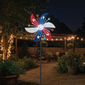 Patriotic Pinwheel Spinner Solar Stake for Outdoor Garden