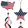 Patriotic Hanging Wind Spinners, Set of 2 - Outdoor Garden