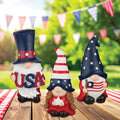 Patriotic Gnomes Solar Stakes, Set of 3 - Outdoor Garden