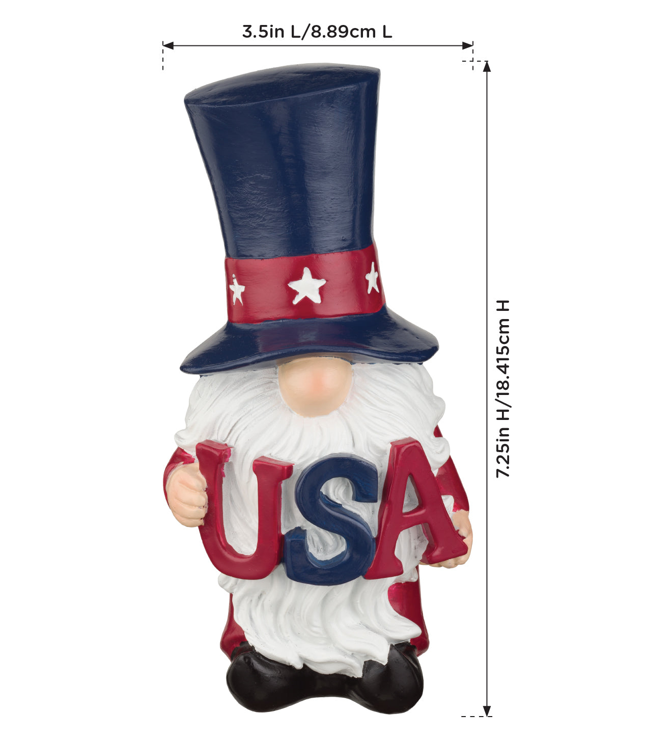 Patriotic Gnomes Solar Stakes, Set of 3 - Outdoor Garden