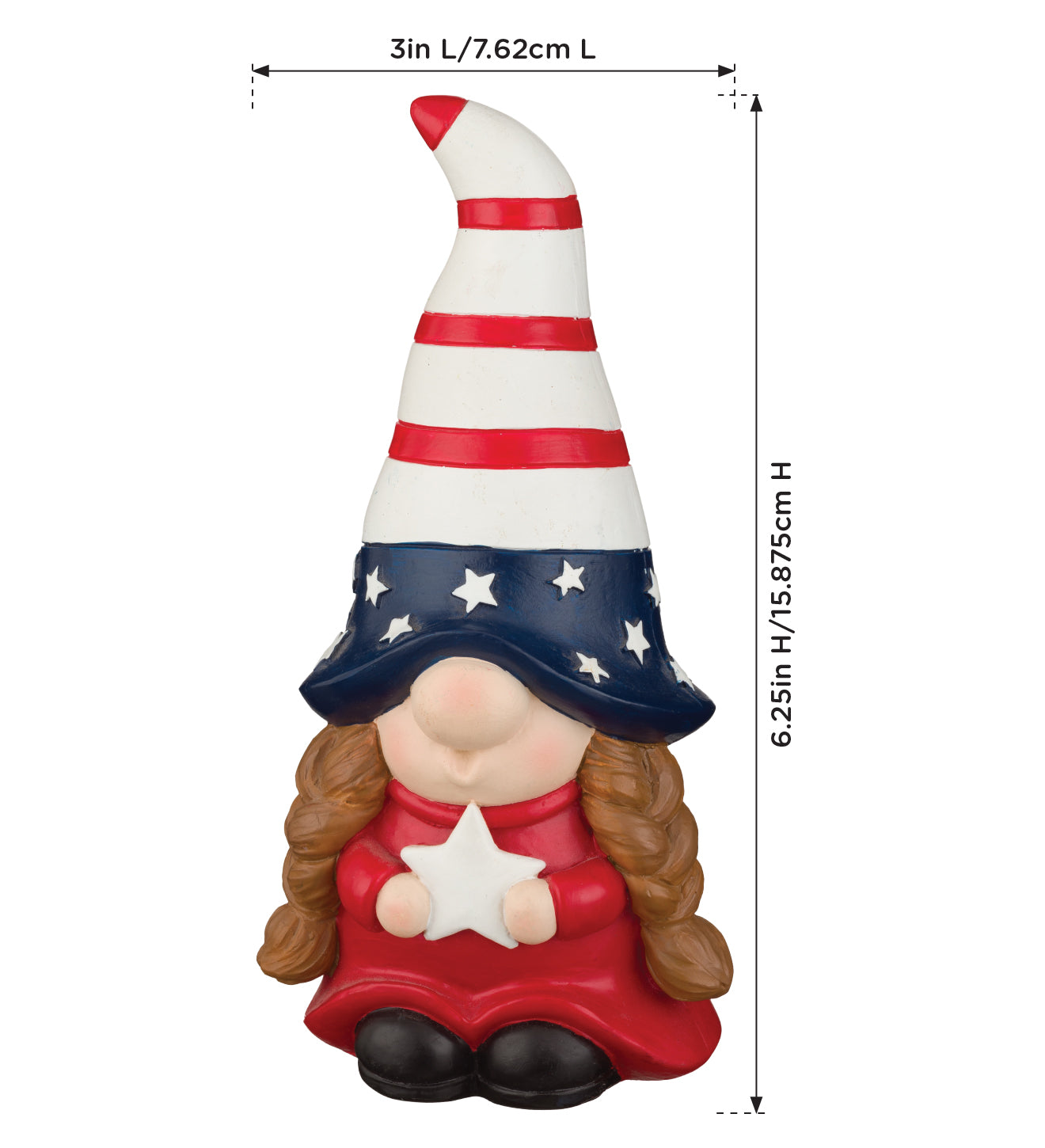 Patriotic Gnomes Solar Stakes, Set of 3 - Outdoor Garden