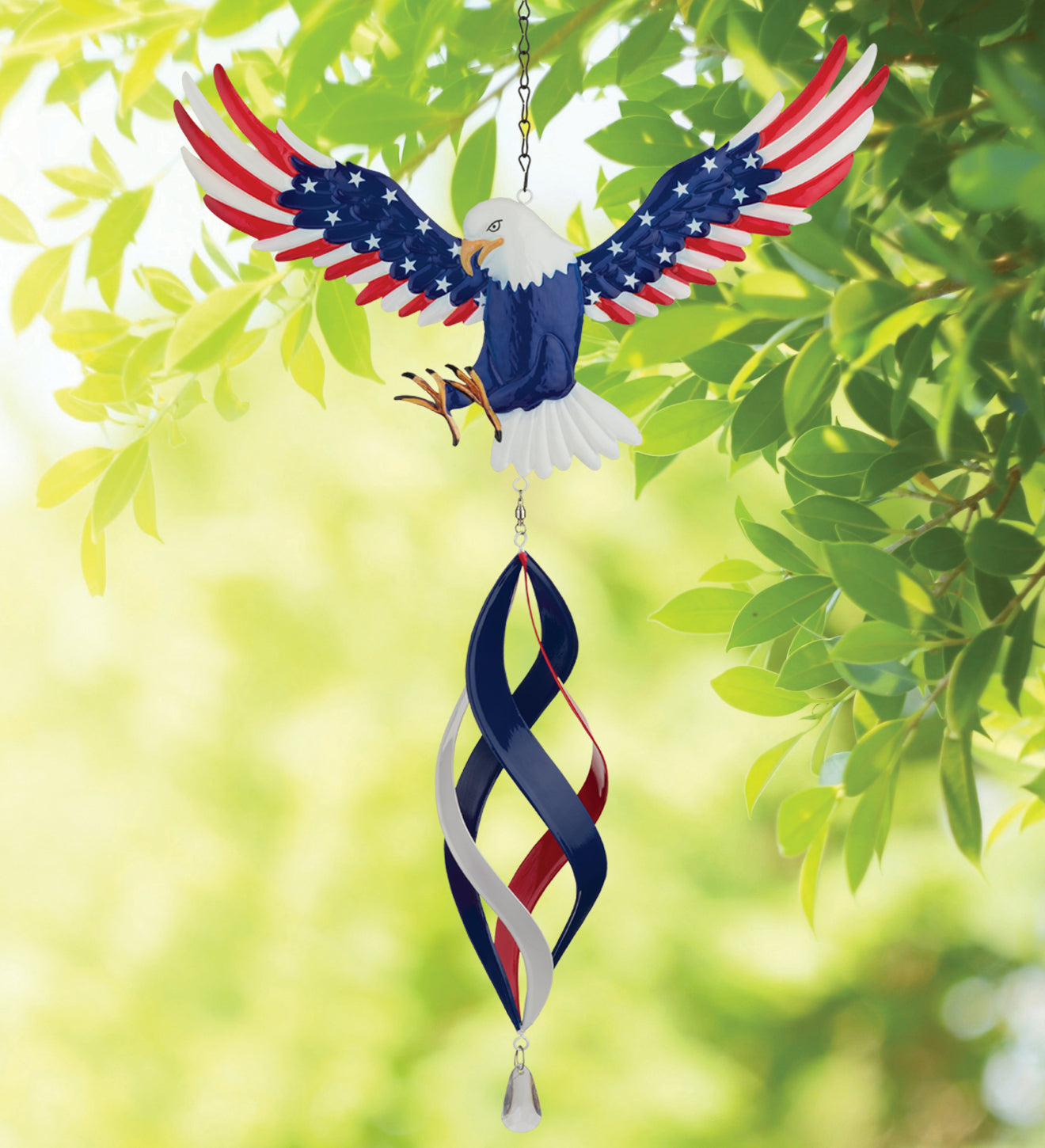 Patriotic Eagle Hanging Wind Spinner for Outdoor Garden