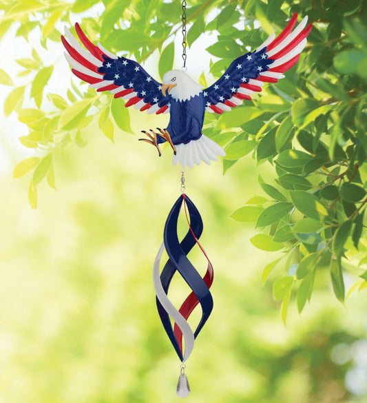 Patriotic Eagle Hanging Wind Spinner for Outdoor Garden