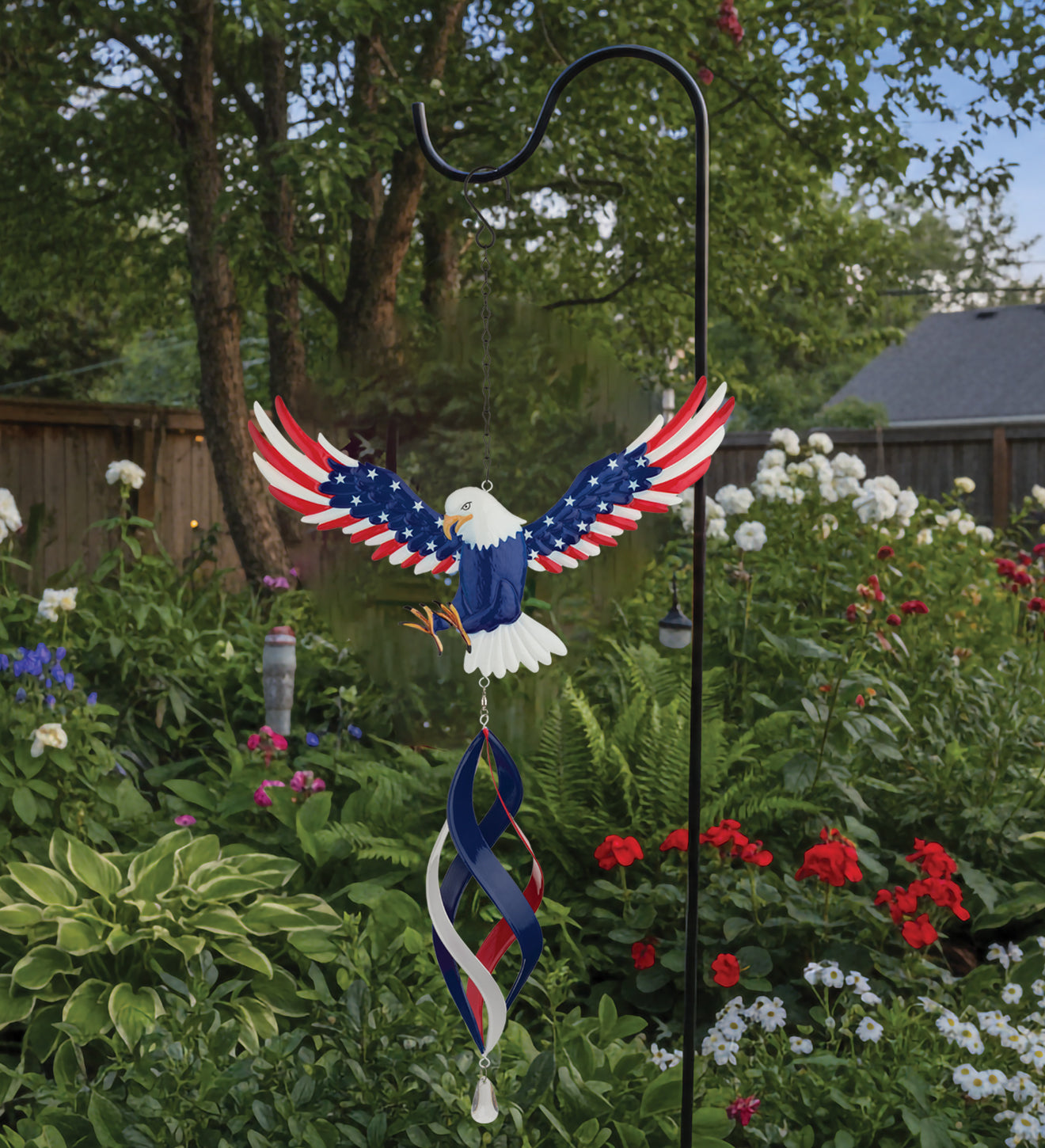 Patriotic Eagle Hanging Wind Spinner for Outdoor Garden