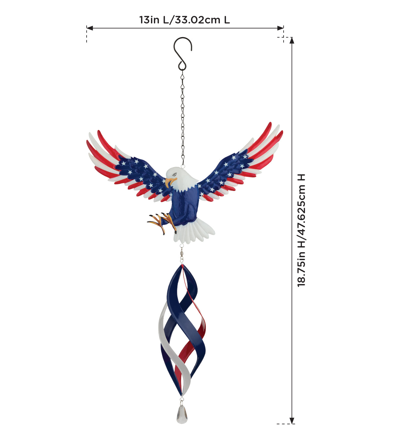 Patriotic Eagle Hanging Wind Spinner for Outdoor Garden