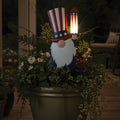 Patriotic Uncle Sam Gnome Solar Stake for Outdoor Garden
