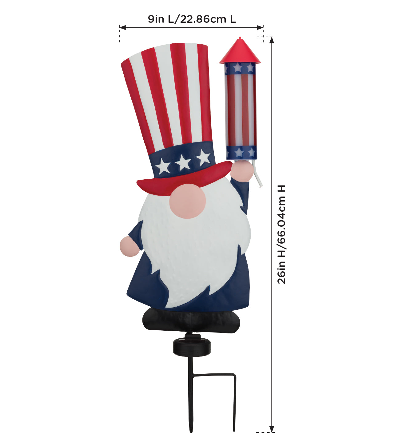Patriotic Uncle Sam Gnome Solar Stake for Outdoor Garden