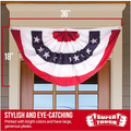 American flag bunting hanging above a window with dimensions displayed, featuring the Super Tough brand.