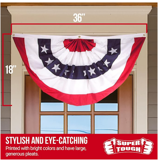 18in x 36in Super Tough Pleated Fan Flag - Traditional Bunting