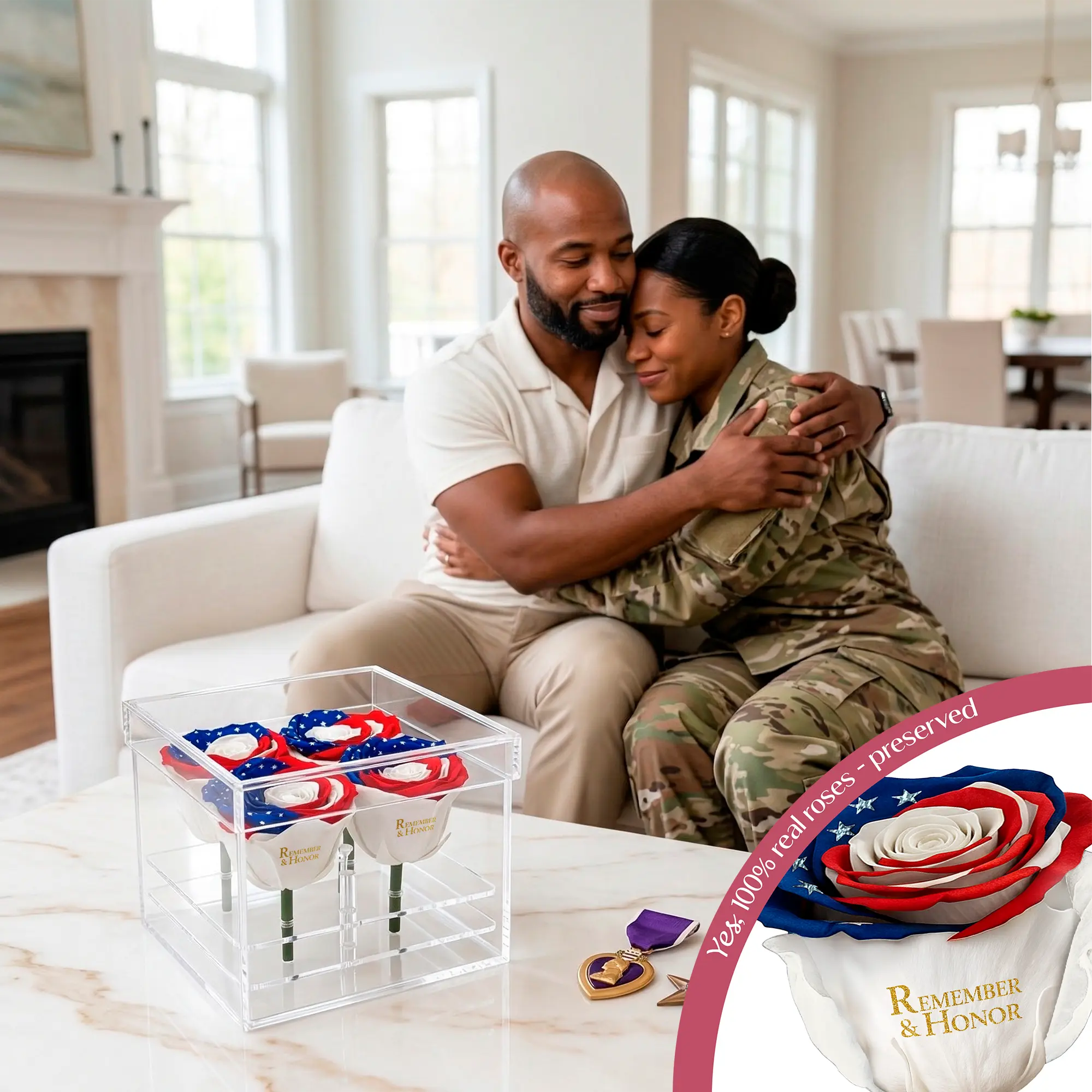 Remember & Honor Forever Rose Bouquet – 100% Real