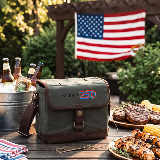 America 250 Beer Cooler Tote with Bottle Opener - Khaki