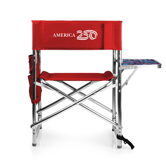 America 250 Portable Chair with Side Table - Parade Chair - Red