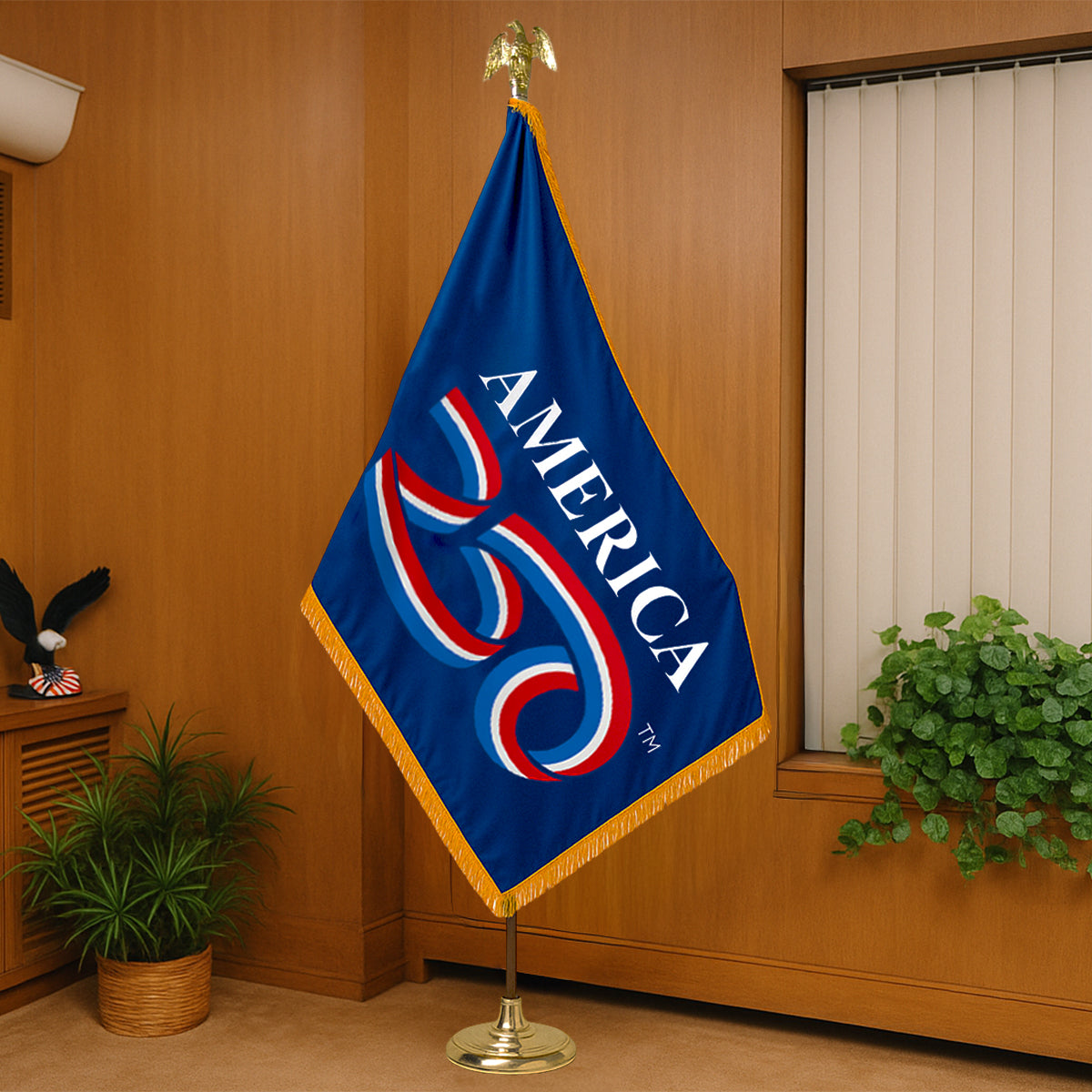 USA 250th Anniversary 3ft x 5ft Colonial Nyl-Glo Indoor Flag (Blue Background)