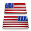 American Flag Badge Bundle Left & Right Facing - 3.8" x 2" - All Weather Emblem - Red, Blue & Chrome Finish