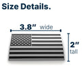 American Flag Badge - 3.8" x 2" All-Weather Emblem - Matte Black & Chrome Finish