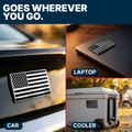 American Flag Badge - 3.8" x 2" All-Weather Emblem - Matte Black & Chrome Finish
