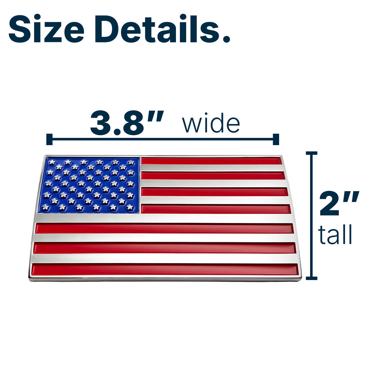 American Flag Badge - 3.8" x 2" All-Weather Emblem - Red, Blue & Chrome Finish