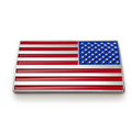 American Flag Badge - 3.8" x 2" All-Weather Emblem - Red, Blue & Chrome Finish - Right Facing