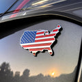 USA Badge - 2.3" x 3.8" All-Weather Emblem - Red, Blue & Chrome Finish