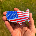USA Badge - 2.3" x 3.8" All-Weather Emblem - Red, Blue & Chrome Finish