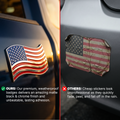 The Wavy American Flag Badge - 3.8" x 2.5" All-Weather Emblem - Red, Blue & Chrome Finish
