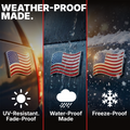 The Wavy American Flag Badge - 3.8" x 2.5" All-Weather Emblem - Red, Blue & Chrome Finish